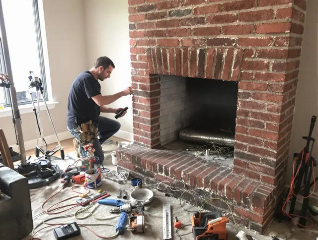 Pineville Chimney Sweep specialist finalizing chimney liner service in Pineville, NC
