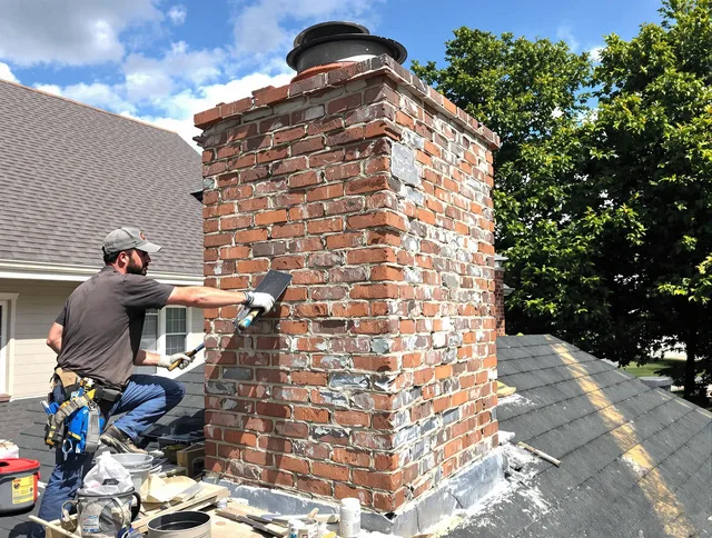 Completed chimney rebuild by Pineville Chimney Sweep in Pineville, NC