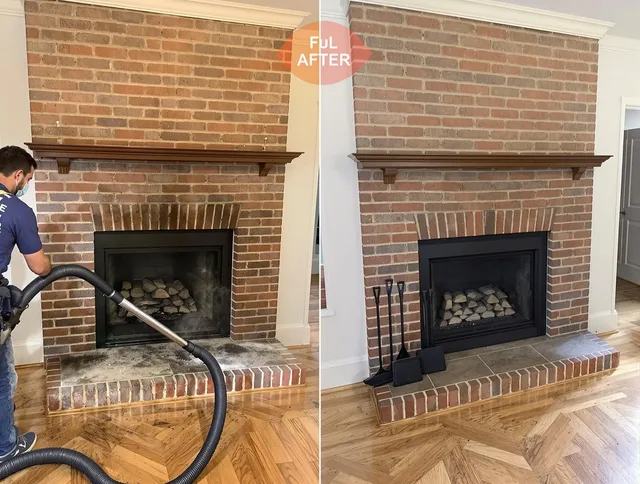 Pineville Chimney Sweep carefully sanitizing a fireplace in Pineville, NC