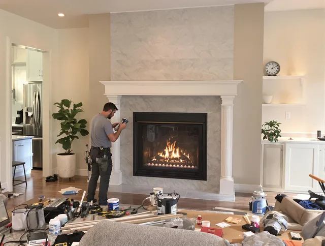 Newly installed fireplace by Pineville Chimney Sweep in Pineville, NC